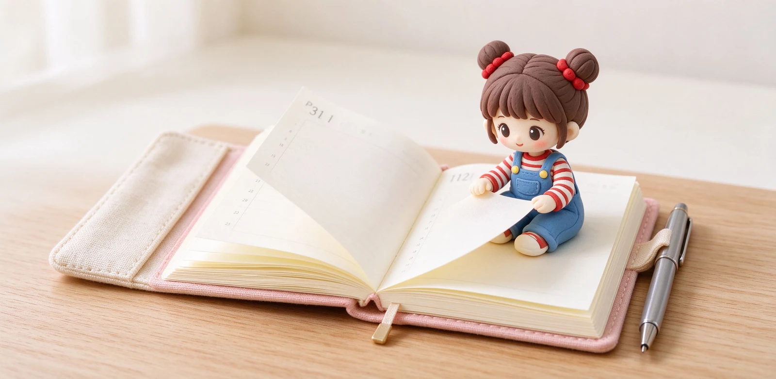 ほぼ日手帳 Original A6 與 Cousin A5 的比較插畫,左側小本強調随身輕巧,右側大本強調一日一頁寫得開。